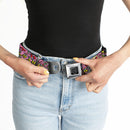 BD Wings Logo CLOSE-UP Full Color Black Silver Seatbelt Belt - Born to Raise Hell Pink Webbing