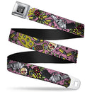 BD Wings Logo CLOSE-UP Full Color Black Silver Seatbelt Belt - Born to Raise Hell CLOSE-UP Pink Webbing