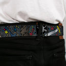 BD Wings Logo CLOSE-UP Full Color Black Silver Seatbelt Belt - Dead Men Tell No Tales Gray Webbing