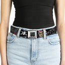 BD Wings Logo CLOSE-UP Full Color Black Silver Seatbelt Belt - Dead Men Tell No Tales Gray Webbing