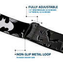 Batman Black Silver Seatbelt Belt - BATMAN w/Bat Signals & Flying Bats Black/White Webbing