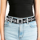 Batman Black Silver Seatbelt Belt - Batman Action Verbiage Black/White Webbing