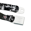 Batman Black Silver Seatbelt Belt - Batman Poses & Bat Shield Sketch White/Black Webbing
