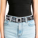 Batman Black Silver Seatbelt Belt - Joker Laughing CLOSE-UP Black/White Webbing