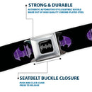 Batman Black Silver Seatbelt Belt - Batman Signal Black/Purple Plaid Webbing