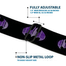 Batman Black Silver Seatbelt Belt - Batman Signal Black/Purple Plaid Webbing