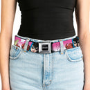 Batman Black/Silver Seatbelt Belt - BATGIRL Bubble Letters w/Stars Pink/White Webbing