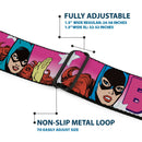 Batman Black/Silver Seatbelt Belt - BATGIRL Bubble Letters w/Stars Pink/White Webbing