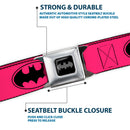 Batman Black Silver Seatbelt Belt - Bat Signal-3 Fuchsia/Black/Fuchsia Webbing
