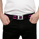 Batman Full Color Black Hot Pink Seatbelt Belt - Batman Shield/Chainlink Black/Hot Pink Webbing