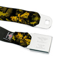 BATMAN-JL Bats Scattered Full Color Black Yellows Seatbelt Belt - JUSTICE LEAGUE-BATMAN Bats Scattered Black/Yellows Webbing