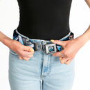 Nightwing Logo2 Full Color Black Blues Yellow Seatbelt Belt - NIGHTWING Poses/Logo Black/Blues Webbing