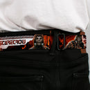 SCARECROW Arkham Knight Skull Icon Full Color Reds Seatbelt Belt - SCARECROW Arkham Knight Profile/2-Poses Orange/Black/White Webbing
