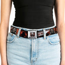 SCARECROW Arkham Knight Skull Icon Full Color Reds Seatbelt Belt - SCARECROW Arkham Knight Profile/2-Poses Orange/Black/White Webbing