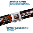 SCARECROW Arkham Knight Skull Icon Full Color Reds Seatbelt Belt - SCARECROW Arkham Knight Profile/2-Poses Orange/Black/White Webbing