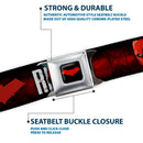 Red Hood Logo Full Color Black Red Seatbelt Belt - RED HOOD/Face/Logo Weathered Black/Reds/White Webbing