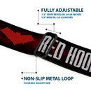 Red Hood Logo Full Color Black Red Seatbelt Belt - RED HOOD/Face/Logo Weathered Black/Reds/White Webbing