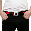 Red Hood Logo Full Color Black Red Seatbelt Belt - RED HOOD/Logo Weathered Black/Gray/Red Webbing