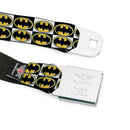 Batman Full Color Black Yellow Seatbelt Belt - Batman Shield Checkers Webbing