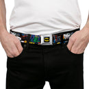 Batman Full Color Black Yellow Seatbelt Belt - Batman & Joker Comic Strip Webbing