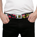 Batman Full Color Black Yellow Seatbelt Belt - Batman Caped Crusader Webbing