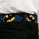 Batman Full Color Black Yellow Seatbelt Belt - Bat Signals Stacked w/CLOSE-UP Blue/Black/Yellow Webbing