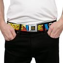 Batman Full Color Black Yellow Seatbelt Belt - BATGIRL in Action w/Face CLOSE-UP Webbing