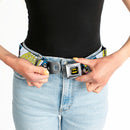 Batman Full Color Black Yellow Seatbelt Belt - BATGIRL Panels Yellow/Pink Webbing