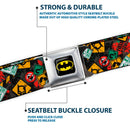 Batman Full Color Black Yellow Seatbelt Belt - BATGIRL Panels Yellow/Pink Webbing