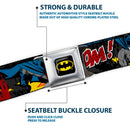 Batman Full Color Black Yellow Seatbelt Belt - Batman & Robin Blocks White Webbing