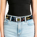 Batman Full Color Black Yellow Seatbelt Belt - Batman & Robin in Action w/Text Black Webbing