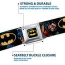 Batman Full Color Black Yellow Seatbelt Belt - Batman in Action WHOOM! Red Skyline Webbing