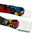 Batman Full Color Black Yellow Seatbelt Belt - Batman in Action WHOOM! Red Skyline Webbing