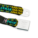 Batman Full Color Black Yellow Seatbelt Belt - Batman Face & Logo Sketch/NANANA! Black/Yellow/Aqua Webbing