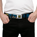Batman Full Color Black Yellow Seatbelt Belt - BATMAN Action Poses/Bat Signal Black Webbing