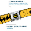 Batman Full Color Black Yellow Seatbelt Belt - Batman Gothic Knights Poses Webbing