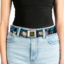Batman Full Color Black Yellow Seatbelt Belt - Batman 2-Action Poses/Bat Signal Spotlight/Skyline Webbing
