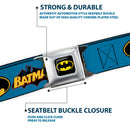 Batman Full Color Black Yellow Seatbelt Belt - Batman 2-Action Poses/Bat Signal Spotlight/Skyline Webbing