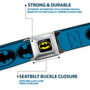 Batman Full Color Black Yellow Seatbelt Belt - Batman Bold Power Pose/Logo/Skyline Grays/Black Webbing
