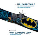 Batman Full Color Black Yellow Seatbelt Belt - Batman Bold Power Pose/Logo/Skyline Grays/Black Webbing