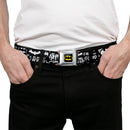 Batman Full Color Black/Yellow Seatbelt Belt - Batman Gotham City Graffiti Collage Black/White Webbing