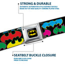 Batman Full Color Black/Yellow Seatbelt Belt - Batman Gotham City Graffiti Collage Black/White Webbing