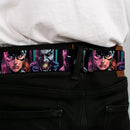 Batman Full Color Black/Yellow Seatbelt Belt - Batman Batgirl and Joker Comic Book Cover Face Close-Ups Black Webbing