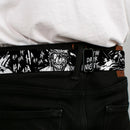 Batman Full Color Black/Yellow Seatbelt Belt - Batman THE DARK KNIGHT and Joker Smiling Sketch Close-Ups Black/White Webbing