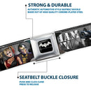 BATMAN-ARKHAM CITY Logo Full Color Black White Seatbelt Belt - ARKHAM CITY 9-Character Group Grays/White Webbing Webbing