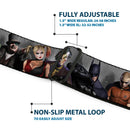 BATMAN-ARKHAM CITY Logo Full Color Black White Seatbelt Belt - ARKHAM CITY 9-Character Group Grays/White Webbing Webbing