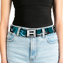 Batman Signal Full Color Black/White Seatbelt Belt - Batman Hush Grappling Hook/Standing Poses Aqua/Black/Grays Webbing