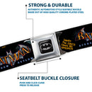 Batman Full Color Black Silver Black Seatbelt Belt - BATMAN ARKHAM ASYLUM Patients Joker/Poison Ivy/Harley Quinn Webbing