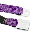 Batman Full Color Black Silver Black Seatbelt Belt - BATGIRL Logo/Bat Signal Stacked Purples Webbing