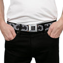 Batman Full Color Black Silver Black Seatbelt Belt - Bat Signal-5 Black/Gray/Black Webbing